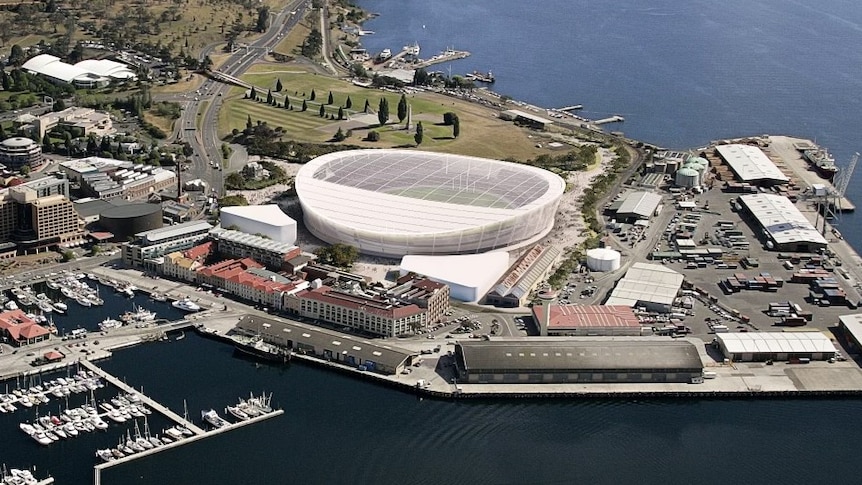 A concept design for an AFL stadium at Macquarie Point.