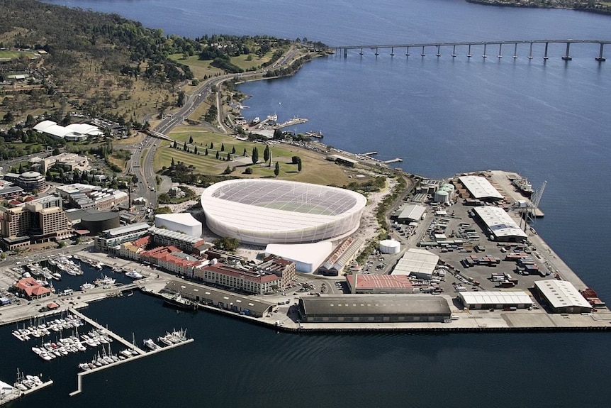 A concept design for an AFL stadium at Macquarie Point.