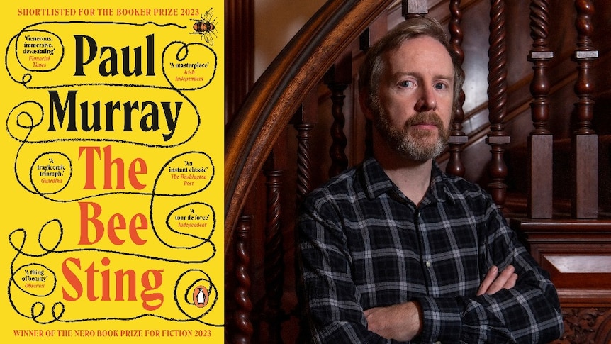 Composite image of Irish author Paul Murray and his book the Bee Sting.