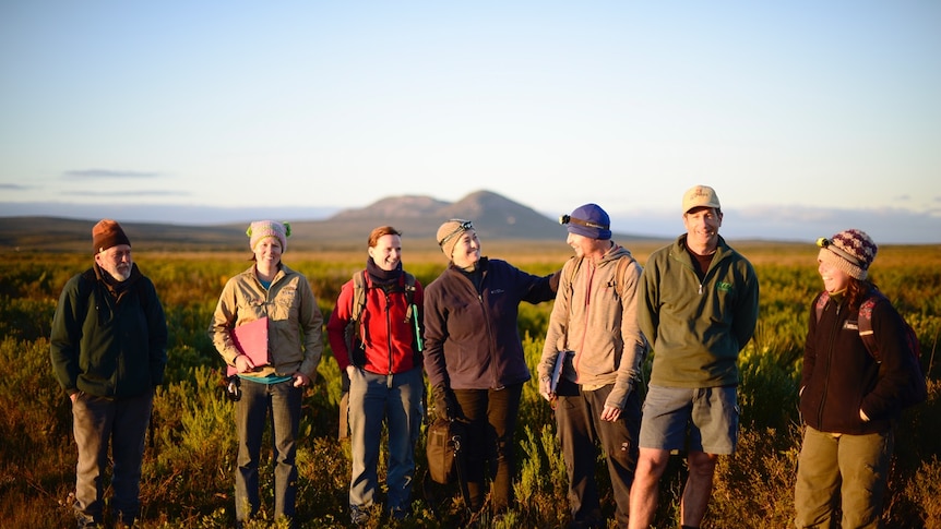 DPaW staff and volunteers stand together in Cape Arid National Park.