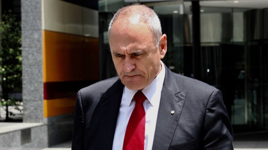 NAB chairman Ken Henry leaving the banking royal commission in Melbourne on November 27, 2018.