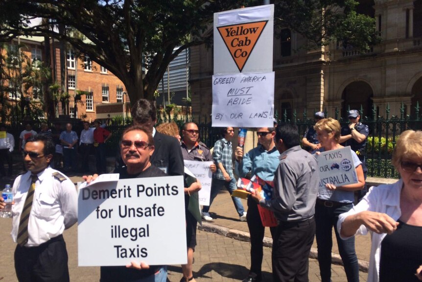 Uber protest outside Queensland parliament