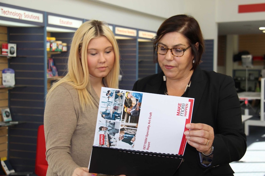 Bellamee with her Staples workplace supervisor Geraldine Stubbersfield