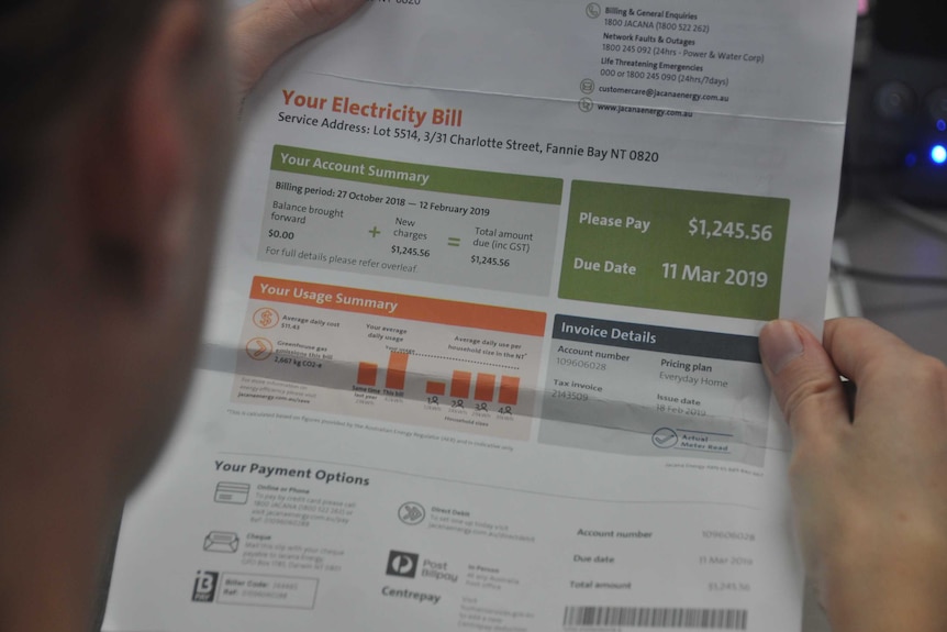 A Northern Territory electricity bill.