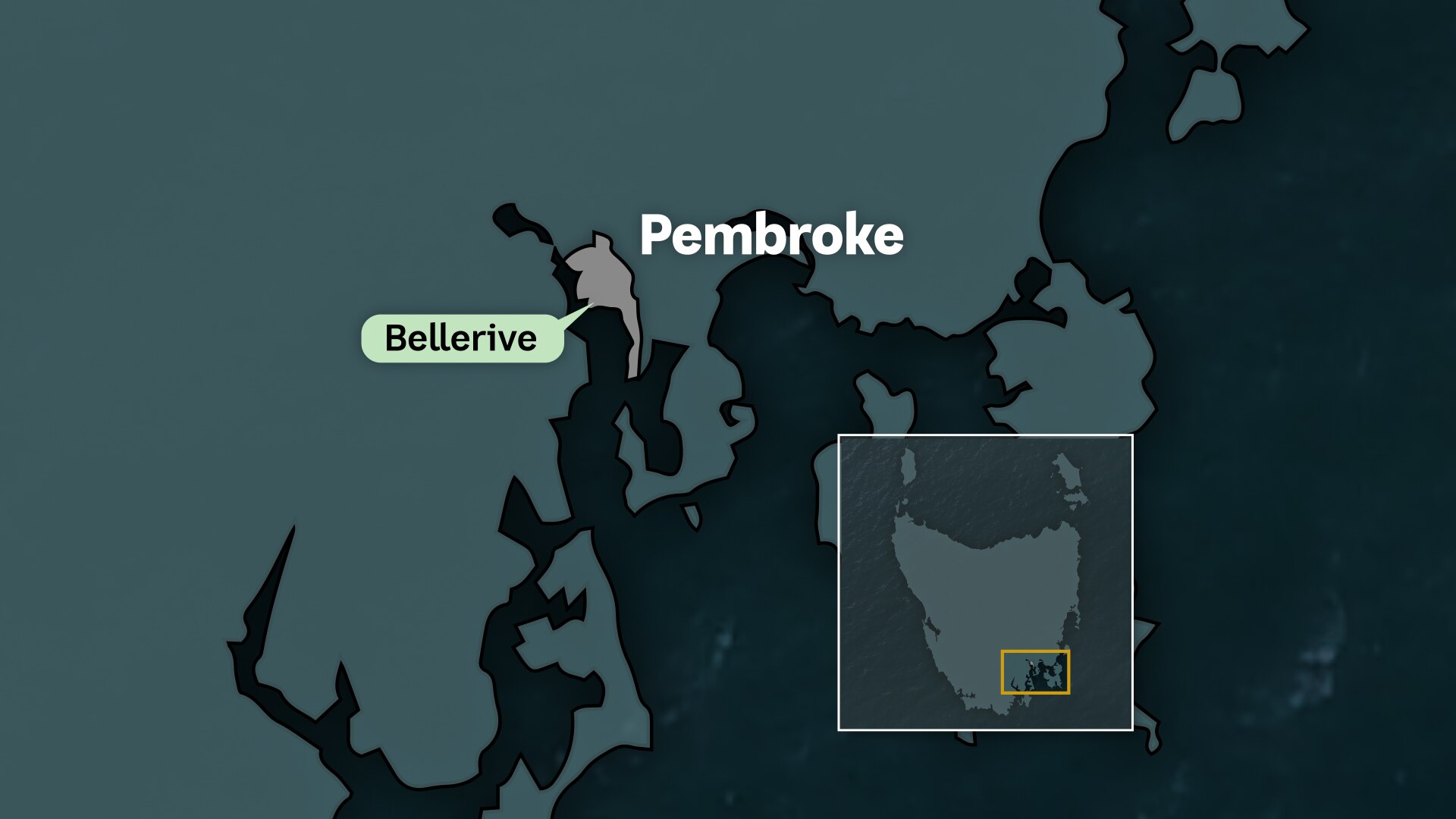 Map shows the boundaries of Pembroke in Tasmania