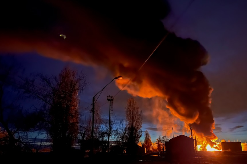 A plume of bright orange smoke. 