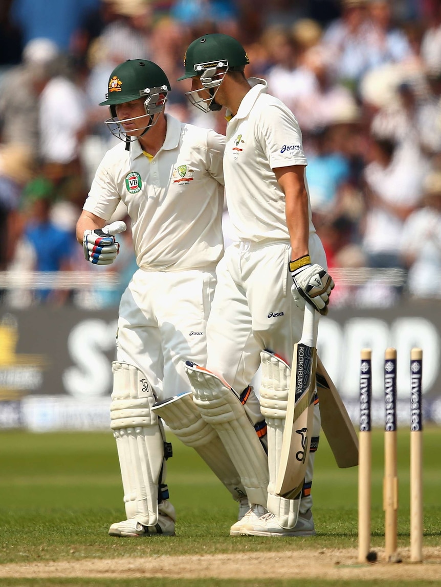 Haddin and Pattinson leave the field at lunch