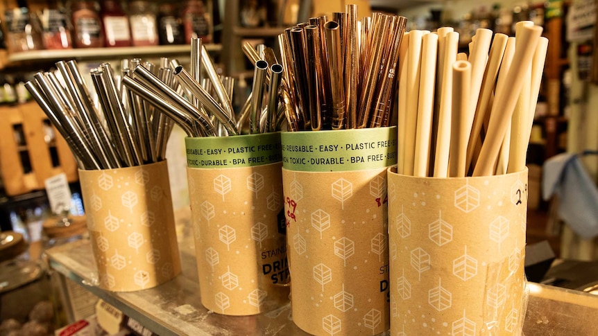 Reusable straws on sale in the Adelaide Central Markets