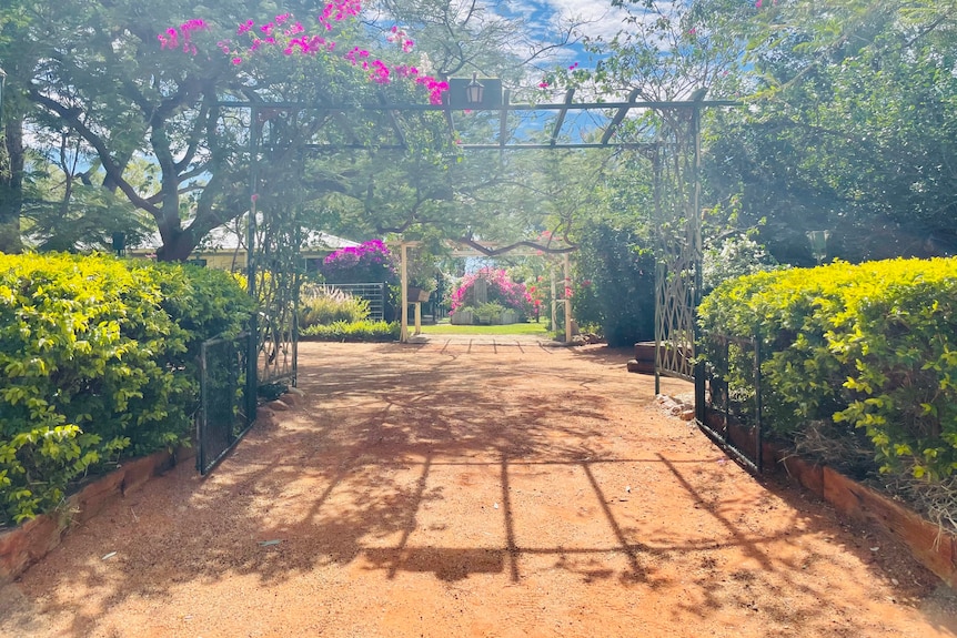 An archway leading to the yard of Darriveen Station in western Queensland.