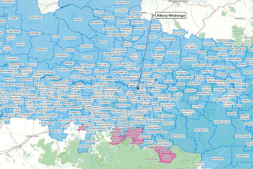 map of border region zone highlighted in blue and pink