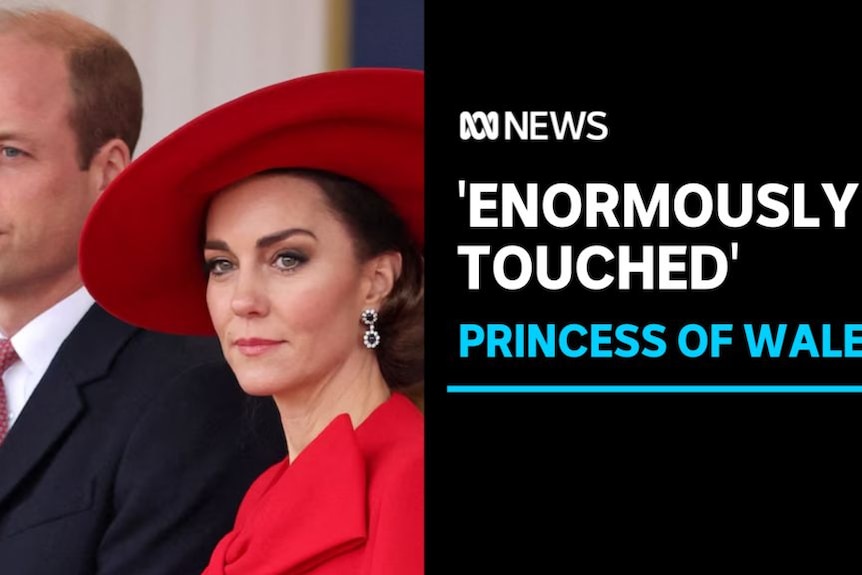 Enormously Touched, Princess of Wales: Archive picture of Kate Middleton wearing red hat and cape.