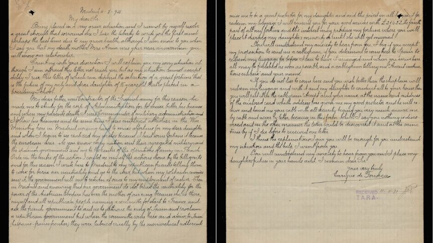 A old letter written in cursive. 