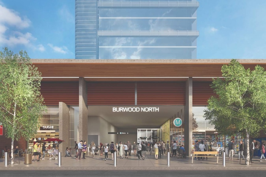 An artist impression of the proposed metro station at Burwood North