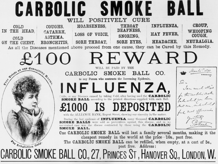 An old-time ad of a Carbolic Smoke Ball