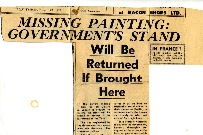 Newspaper article covering the Tate gallery art heist