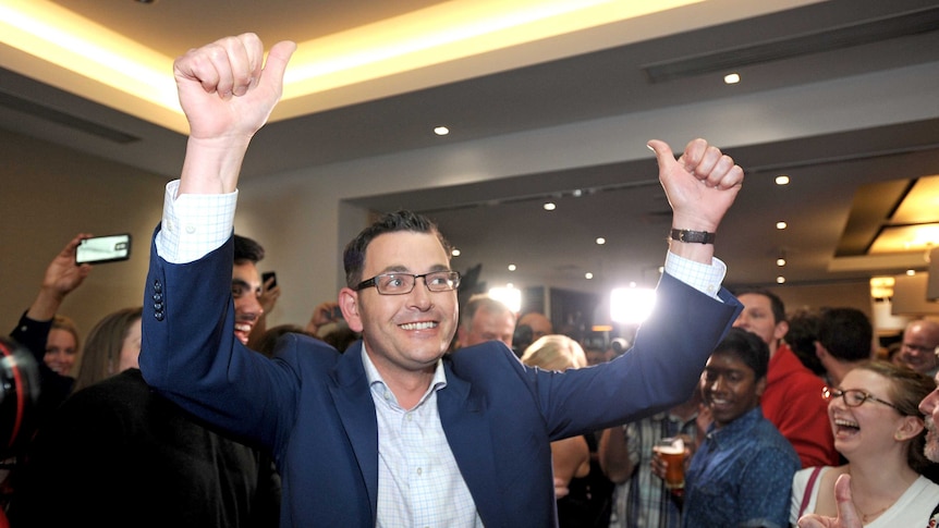 Premier Daniel Andrews after winning the state election in 2014