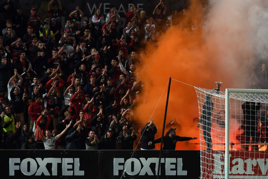 The Western Sydney Wanderers' fans set off a flare