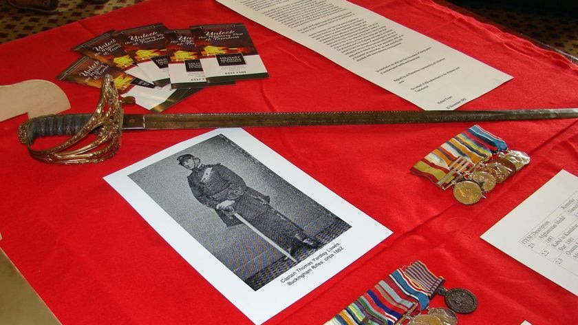 Sword and medals donated to the Tasmanian military museum.