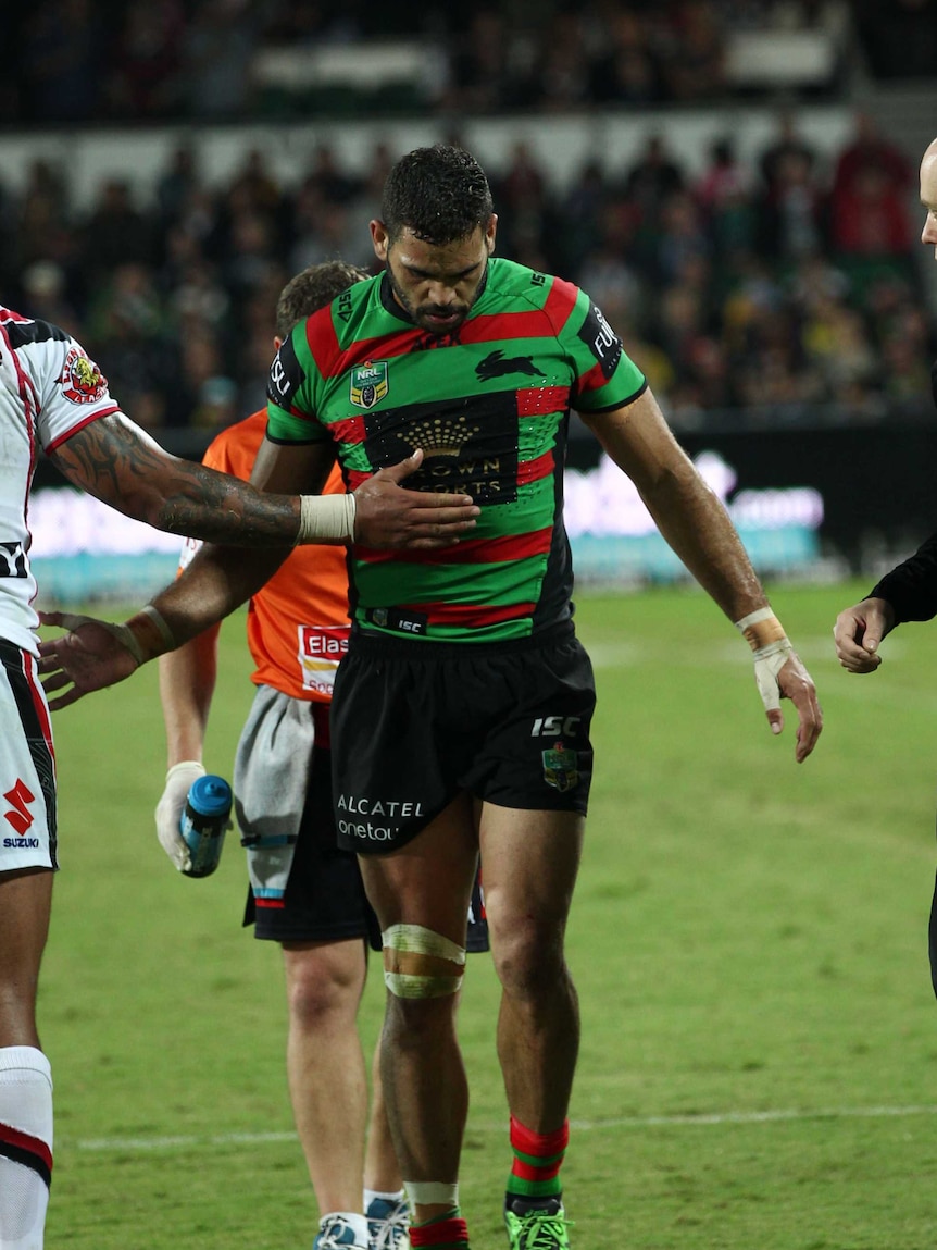 Greg Inglis leaves the field after injuring his ankle