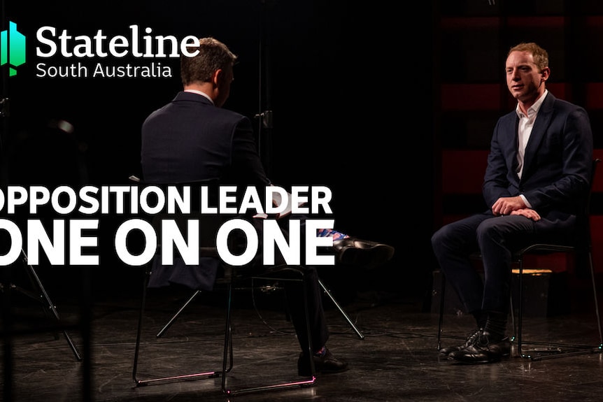 Stateline logo top left. Opposition Leader One On One text. David Speirs and Rory McClaren sitting on chairs facing each other.