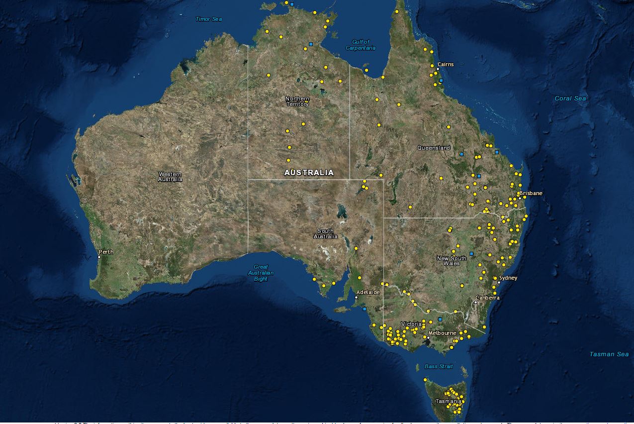 Screenshot showing Indigenous massacres map