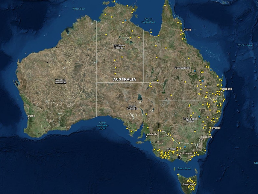 Screenshot showing Indigenous massacres map