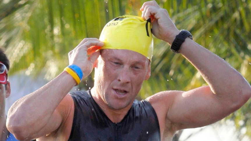 Lance Armstrong at the Ironman Panama 70.3 triathlon in February, 2012.