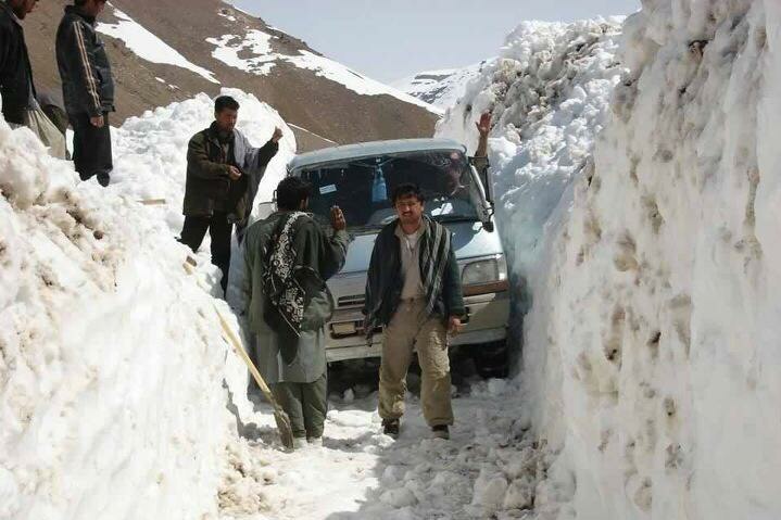 Road covered in snow in Afghanistan