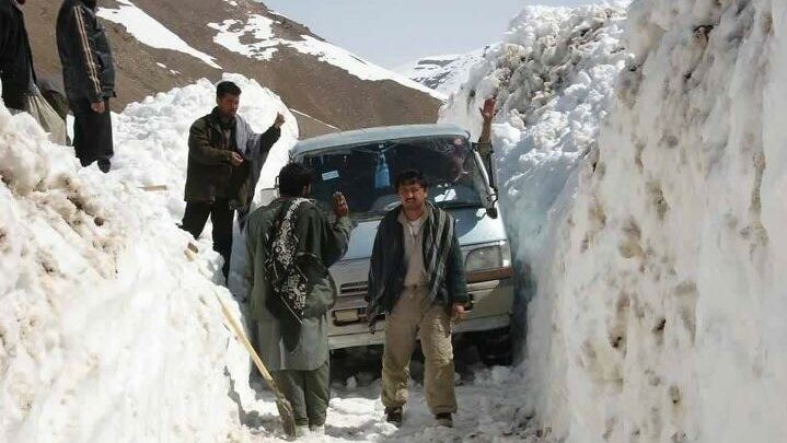 Road covered in snow in Afghanistan
