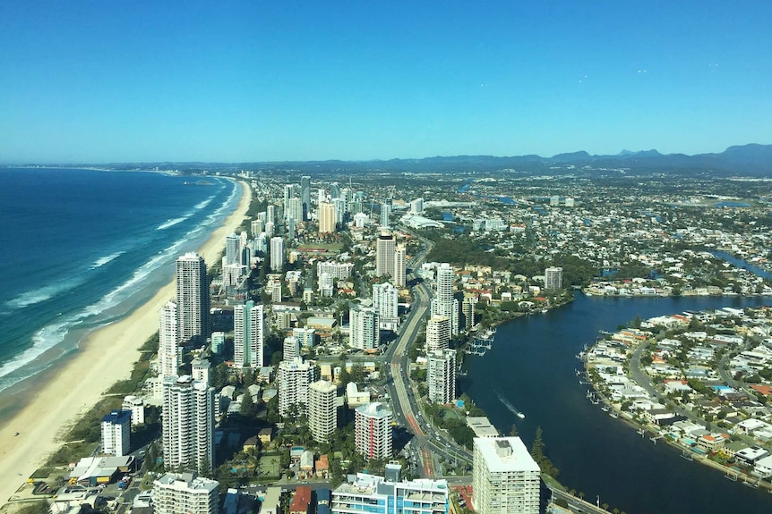 An aerial photo of the Gold Coast.