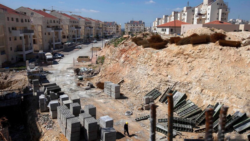 A general view of a construction site in the West Bank Jewish settlement of Modiin Illit. B'tselem, taken in March 2011.