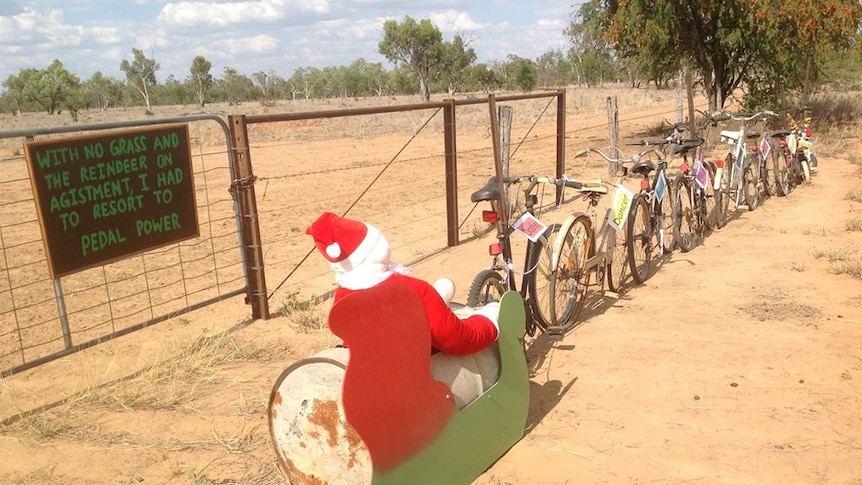 Some unique Christmas decorations draw attention to the drought in Western Queensland.