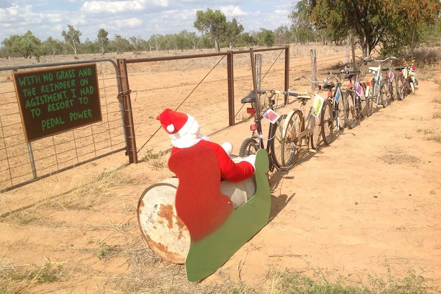 Some unique Christmas decorations draw attention to the drought in Western Queensland.