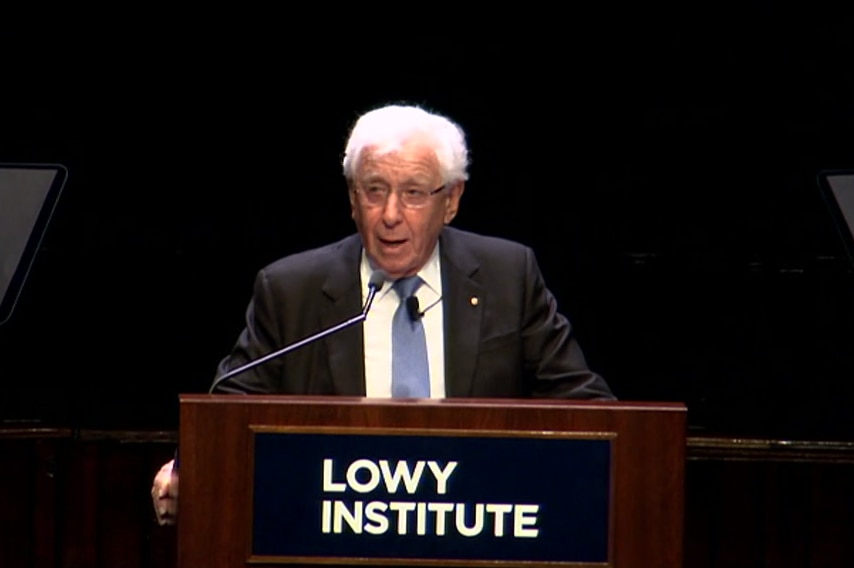 Frank Lowy speaking at the Lowy Institute
