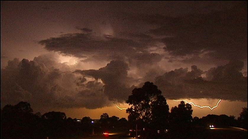 Lightning lights up the sky over Frankston.