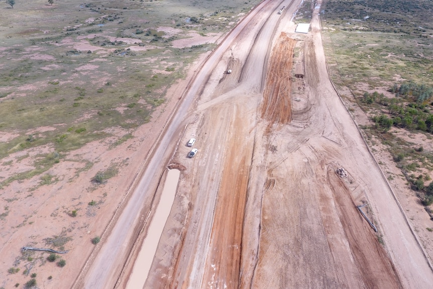 A rail line construction project in rural Queensland