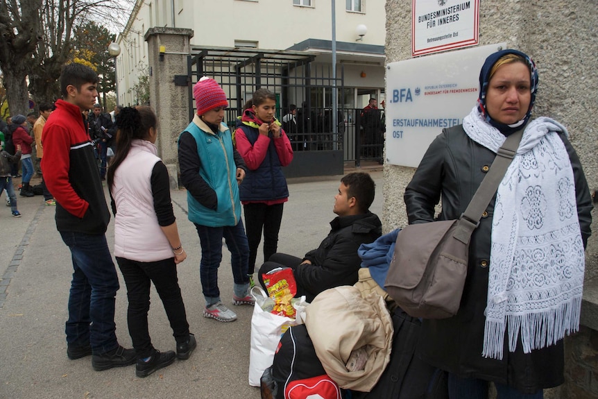 Farzona, 32, is from Afghanistan and has been waiting outside Traiskirchen's refugee reception centre in Austria for the past three days.