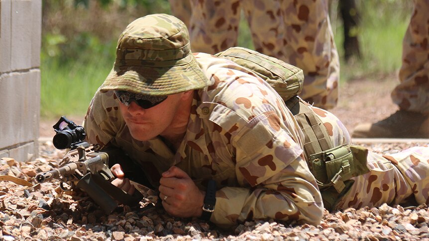 An Australian soldier trains at Robertson Barracks