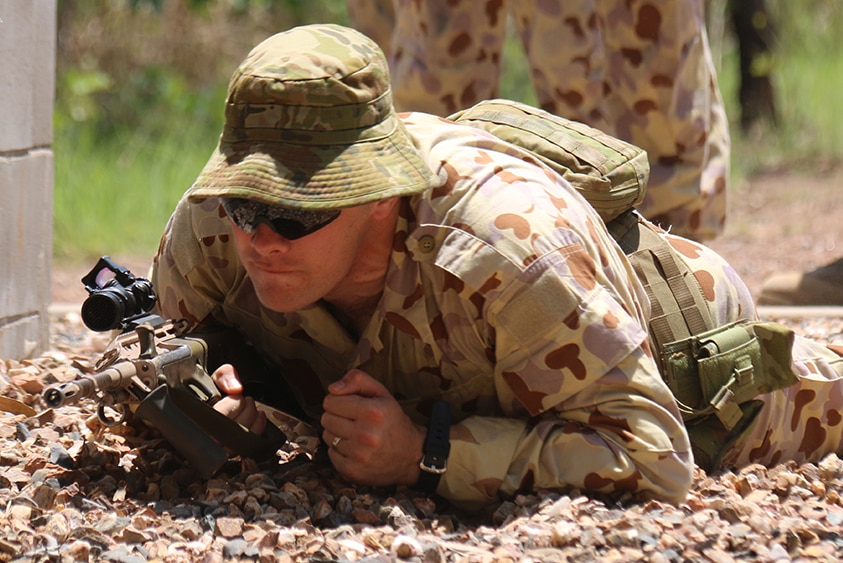 An Australian soldier trains at Robertson Barracks