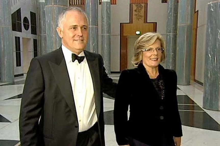 Malcolm Turnbull and wife Lucy arrive at the Mid Winter Ball.