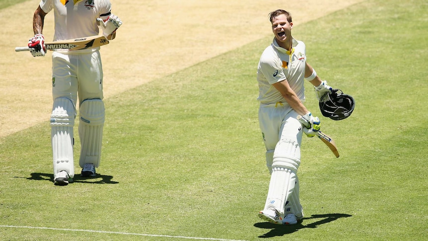 Smith celebrates century on captaincy debut