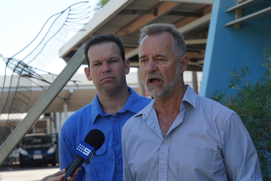 The two politicians talk at a press conference