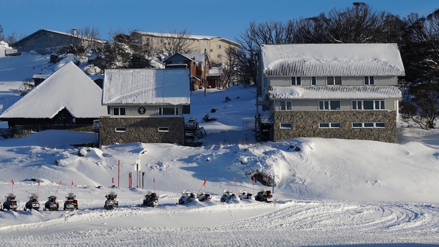 Buildings at Perisher covered in snow
