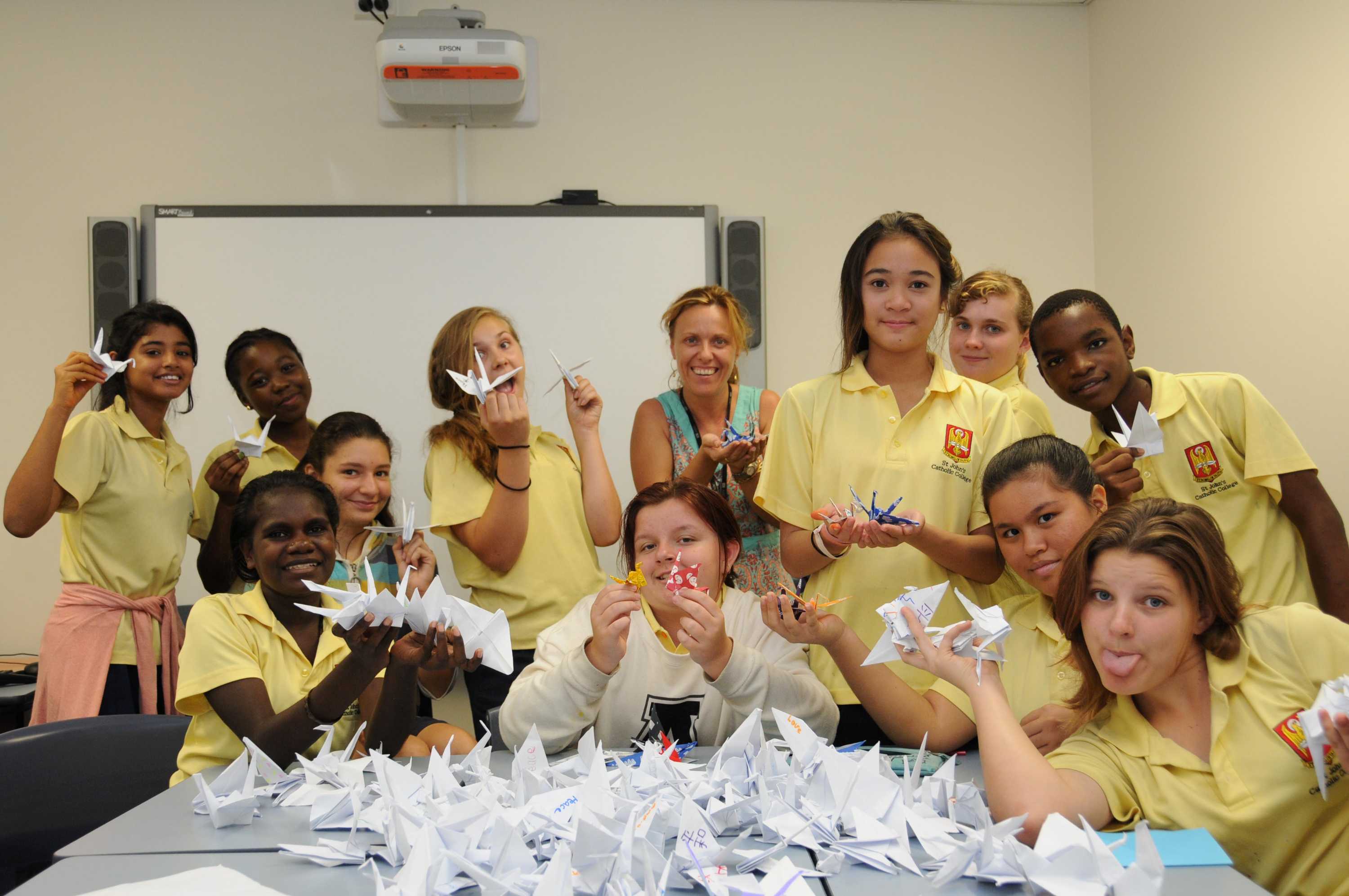 Darwin students folding 1,000 paper cranes for 70th anniversary of ...