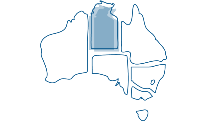 An illustration of a map of Australia that shows the Northern Territory highlighted.