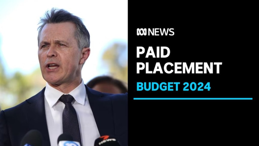Paid Placement, Budget 2024: Education Minister Jason Clare speaking at microphones during a media conference.