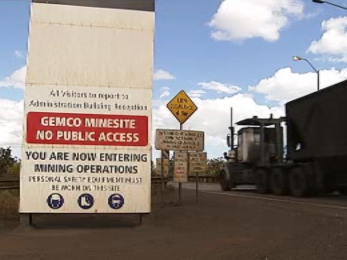 The entrance of BHP Billiton GEMCO manganese mine on Groote Eylandt, NT.