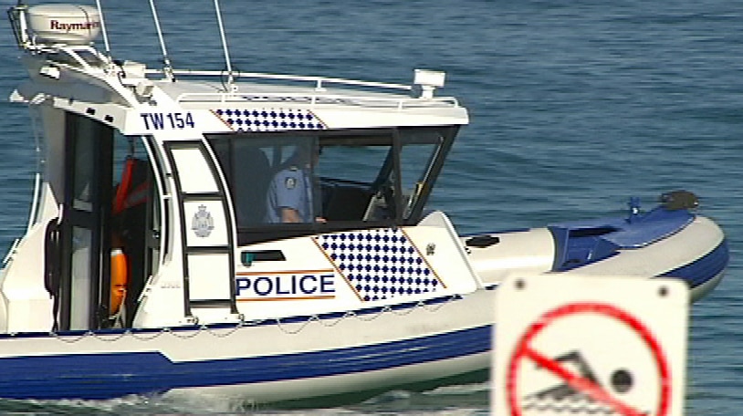 Police patrol the water
