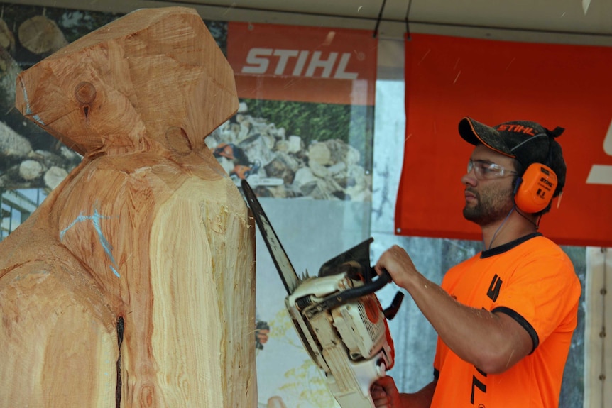 Chainsawwielding competitors turn wood logs into art at Australian