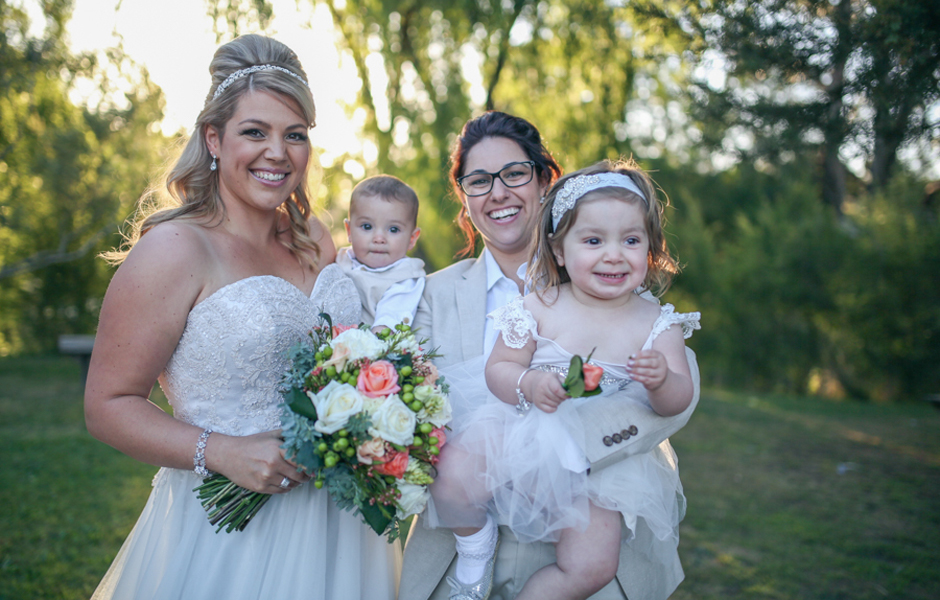Amanda, Selina and their children Bentley and Lacey after their civil union ceremony